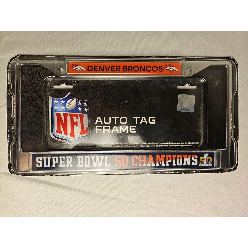 Denver Broncos NFL Super Bowl 50 Champions Chrome License Plate Frame New